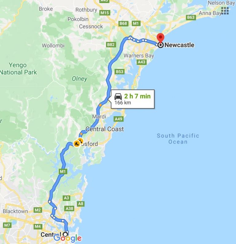 Sydney To Newcastle Map 768x793 