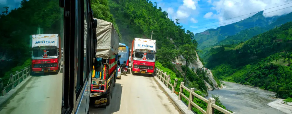 bus in road of nepal